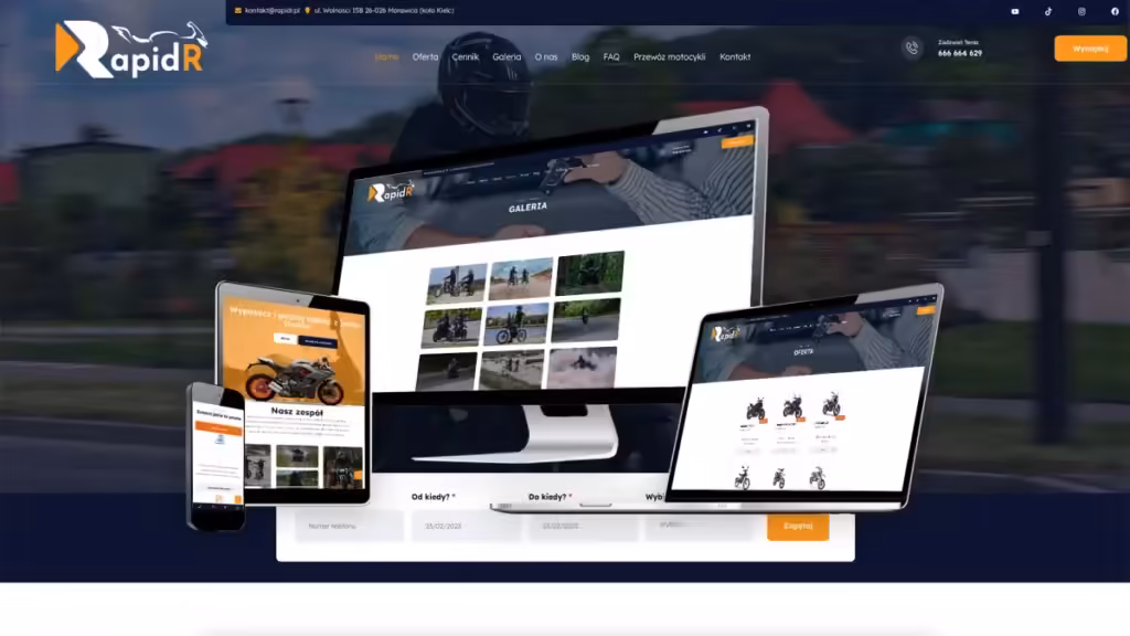 strona internetowa wypożyczalni motocykli