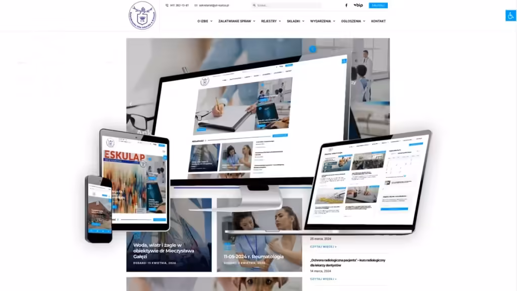 Strona internetowa Świętokrzyskiej Izby Lekarskiej – realizacja Pixelis