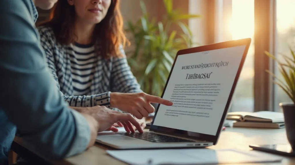 Właściciel firmy i specjalista sprawdzają regulamin sklepu na laptopie w biurze